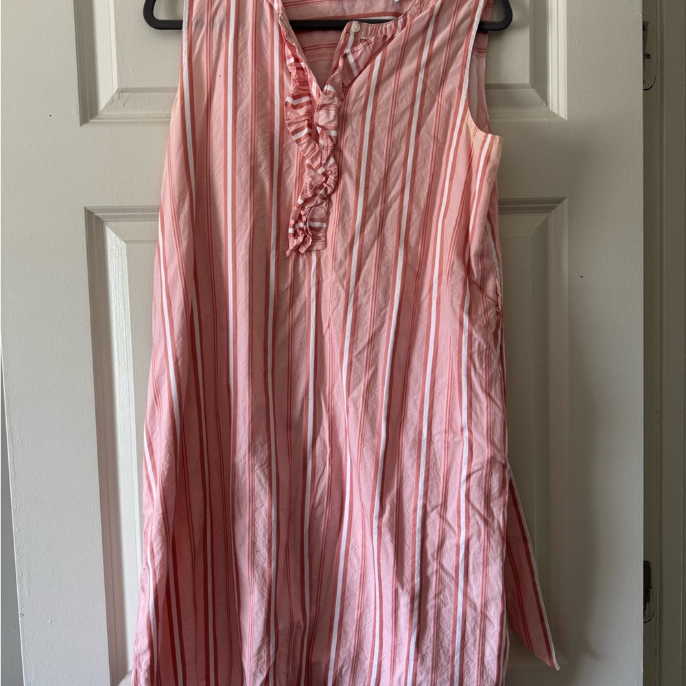 Draper James Coral Striped Button-Up Dress